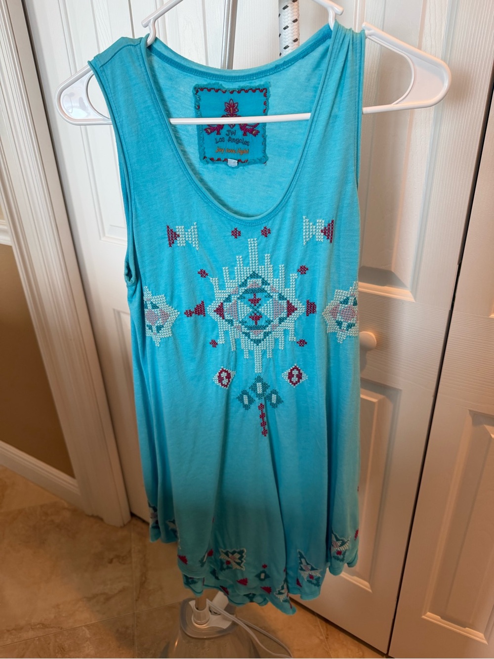 Johnny Was Turquoise Embroidered Sleeveless Tunic